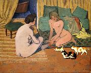 Felix Vallotton Femmes nues aux chats painting